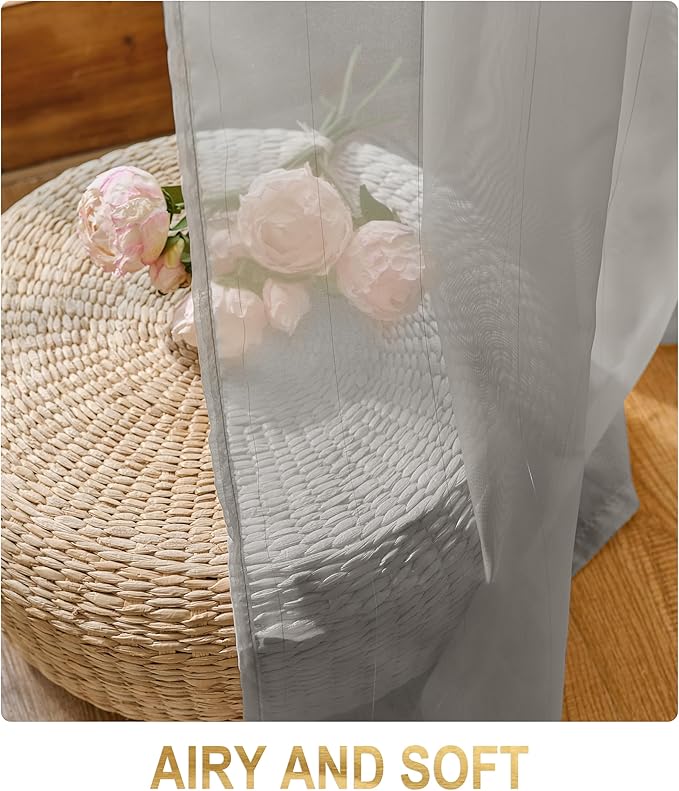 Foil Stripe Grey Sheer Curtains 72 inches Length 2 Panels - Image 6