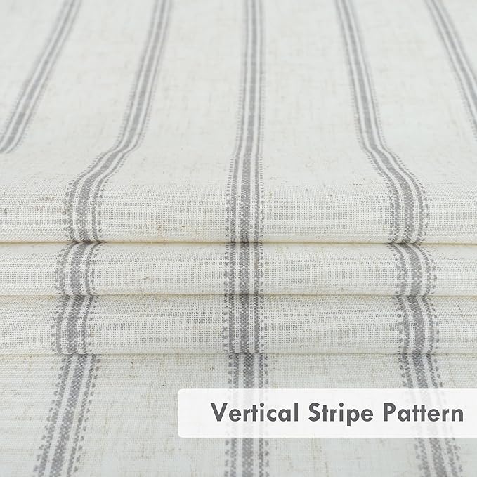DriftAway Farmhouse Vertical Striped Linen Blend Textured Light Filtering Semi - Image 4
