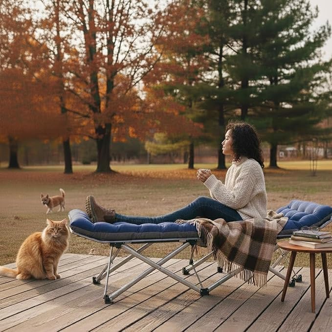 ABORON Camping Cot for Adult 28" Extra Wide, Heavy-Duty 1200D Oxford Cot for - Image 6