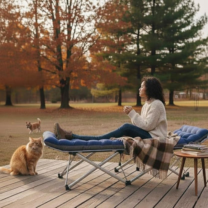 ABORON Camping Cot for Adult 28" Extra Wide, Heavy-Duty 1200D Oxford Cot for - Image 6