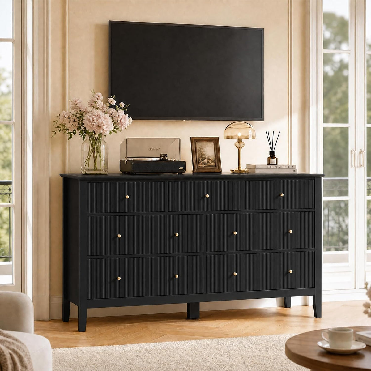 royalcraft 7 drawer dresser for bedroom, 53" wide, front angle view