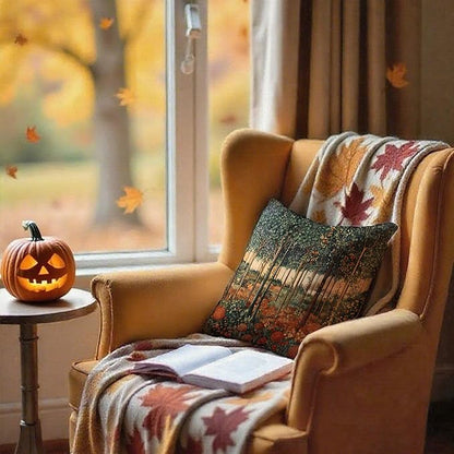 Rustic William Morris Inspired Autumn Forest Decor Throw Pillow Covers 18x18 - Image 4