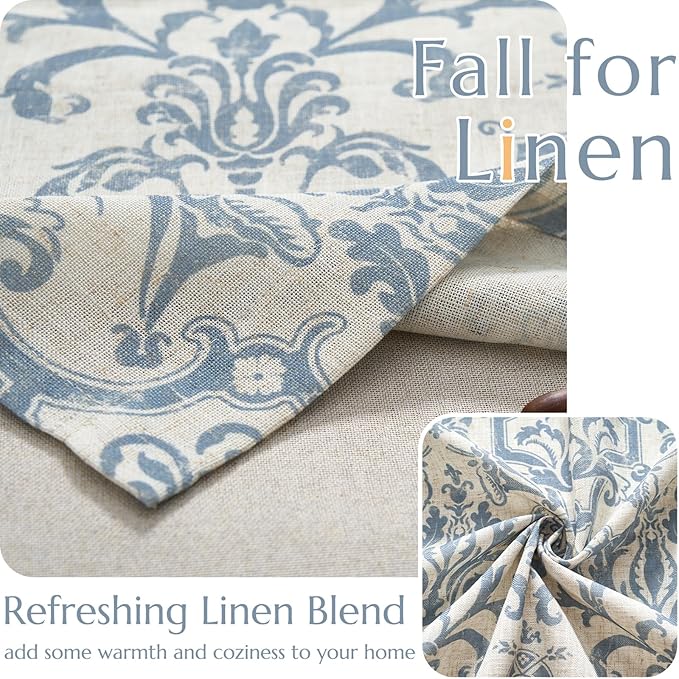 jinchan Linen Valance Curtain for Kitchen Vintage Damask Floral Blackout - Image 8