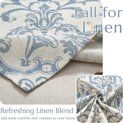 jinchan Linen Valance Curtain for Kitchen Vintage Damask Floral Blackout - Image 8