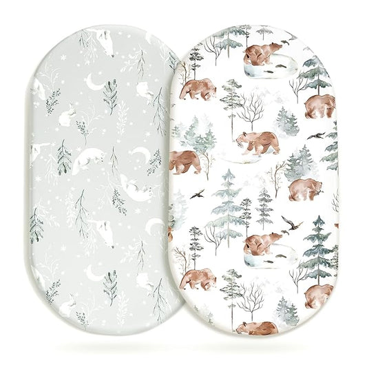 Stretchy Bassinet Mattress Sheets, Ultra Soft Bassinet Sheet 2 Pack, Universal by BUYNOW