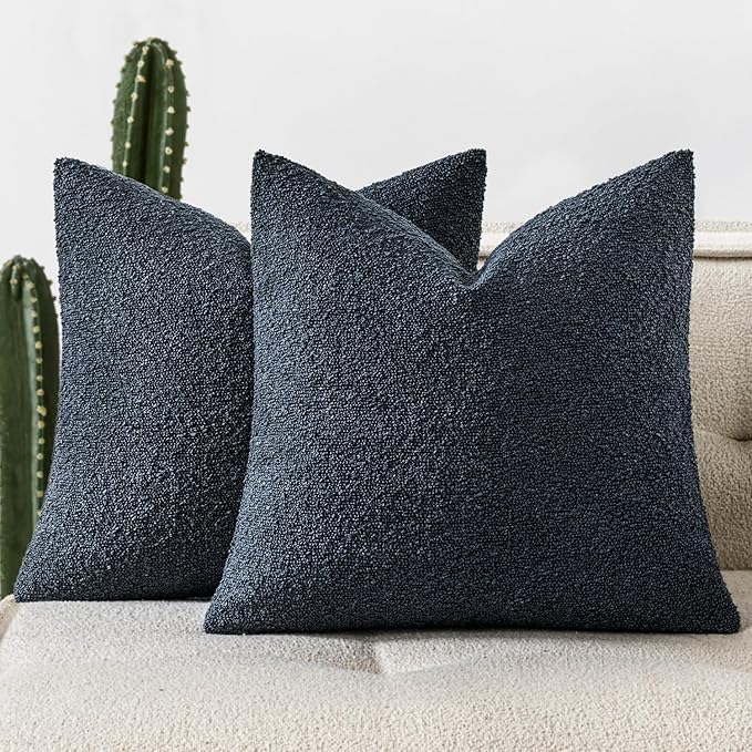 Woaboy Pack of 2 18x18 Inch Decorative Boucle Throw Pillow Covers Textured by Woaboy