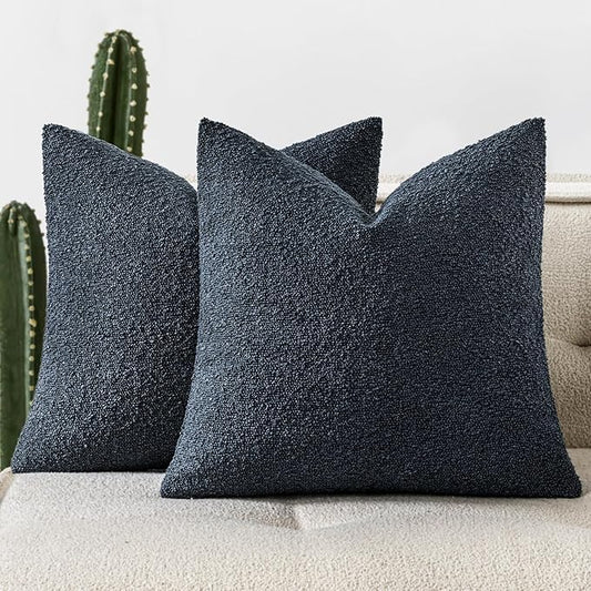 Woaboy Pack of 2 18x18 Inch Decorative Boucle Throw Pillow Covers Textured by Woaboy