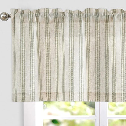 jinchan Striped Valance Farmhouse Window Treatment Linen- Polyester Textured by JINCHAN