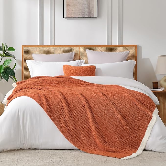 Snuggle Sac Fluffy Fall Bedding Blanket Twin Size, Soft Luxurious Knit Throws - Image 7