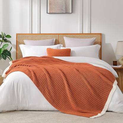 Snuggle Sac Fluffy Fall Bedding Blanket Twin Size, Soft Luxurious Knit Throws - Image 7
