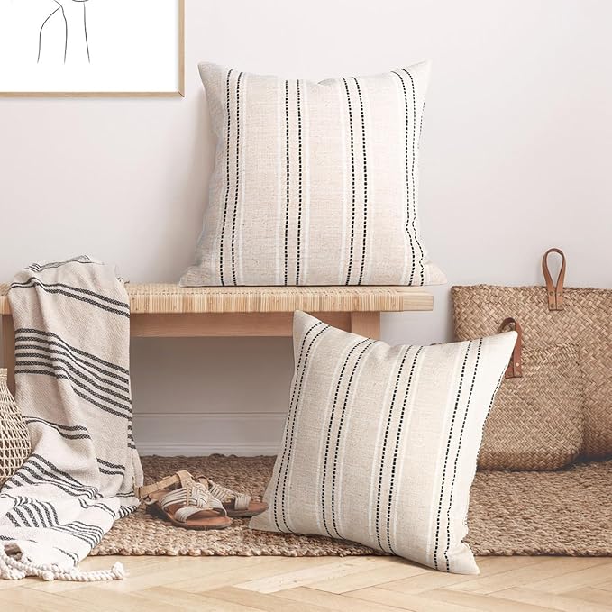 AELS 24x24 Decorative Farmhouse Linen Throw Pillow Covers, Boho Textured Pillow - Image 5