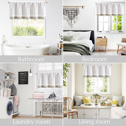 jinchan Nautical Valance Striped Linen Curtain 18 Inch Farmhouse Room Darkening - Image 9