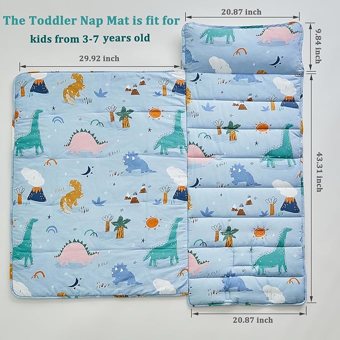 Toddler Nap Mat with Removable Pillow, Ultra Soft Slumber Bags - Image 6