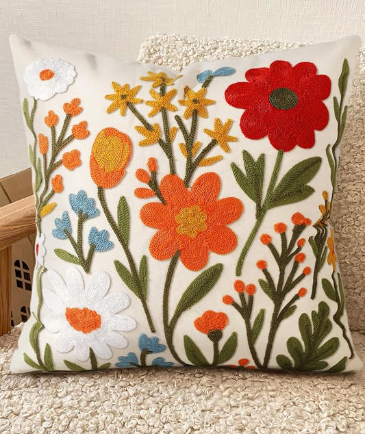 Embroidered Throw Pillow Covers 18x18 Inch by Kokaaee