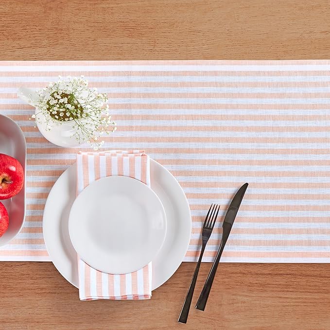 Solino Home Striped Linen Table Runner 108 Inches Long - Image 3