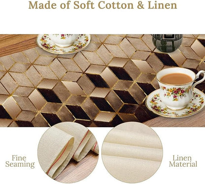 Geometric Marble Table Runner, 13x120 Inch - Image 6