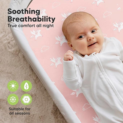 2-Pack Organic Bassinet Sheets for Girls, Boys - Image 4