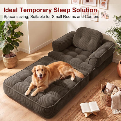 folding sofa bed, 2-in-1 convertible sleeper chair for on a desk or shelf