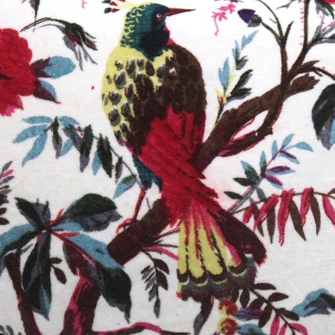 Eyes of India Velvet Floral Flower Bird Throw Pillow Sofa Cushion Cover Case - Image 4