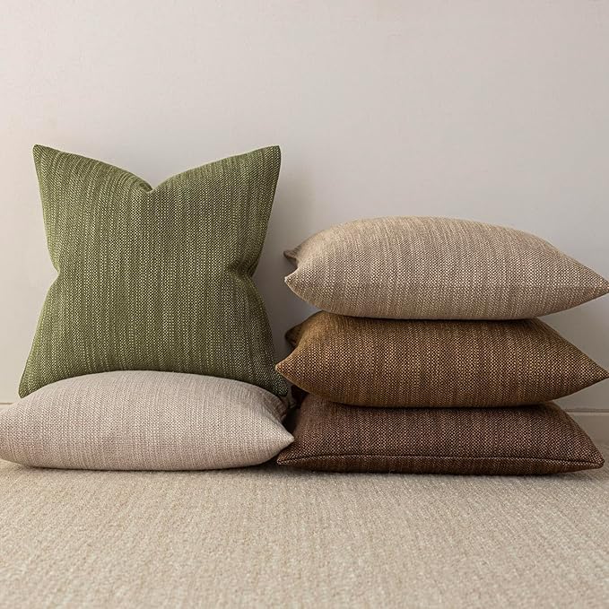Foindtower Set of 2 Decorative Textured Burlap Linen Throw Pillow Covers - Image 6