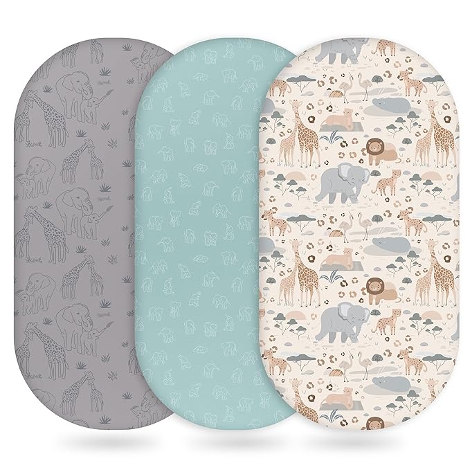 Baby Bassinet Sheets Girl Boy, Fitted Bassinet Sheet Set 3 Pack Bassinet by Unnivoll