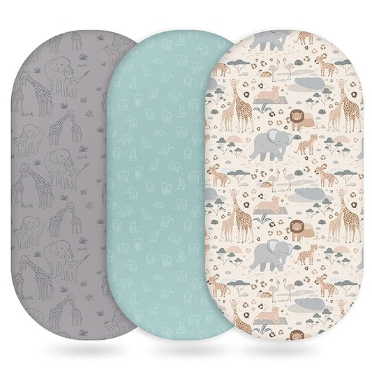Baby Bassinet Sheets Girl Boy, Fitted Bassinet Sheet Set 3 Pack Bassinet by Unnivoll