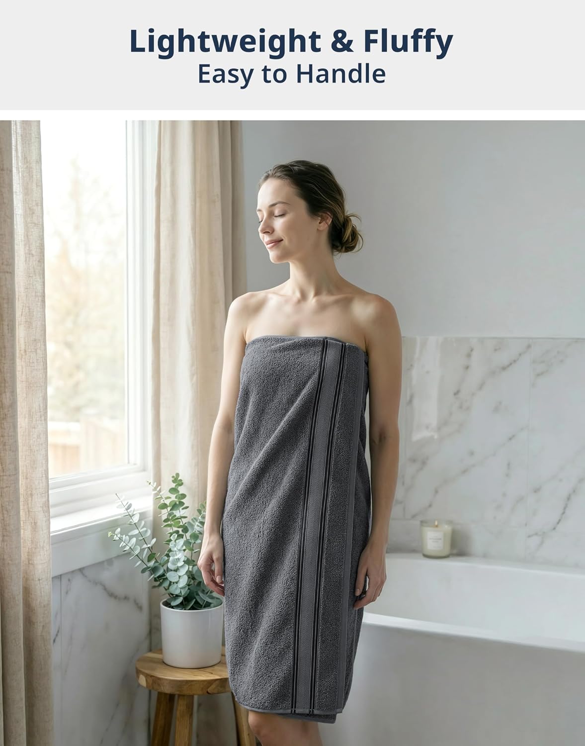 lane linen towel set for bathroom 18 piece, close-up detail