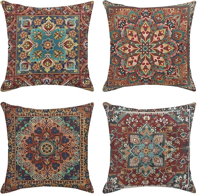 Sanwarm Throw Pillow Covers Home Decor Set of 4 Tribal Eastern Geometric by SanwarmHomeDecor