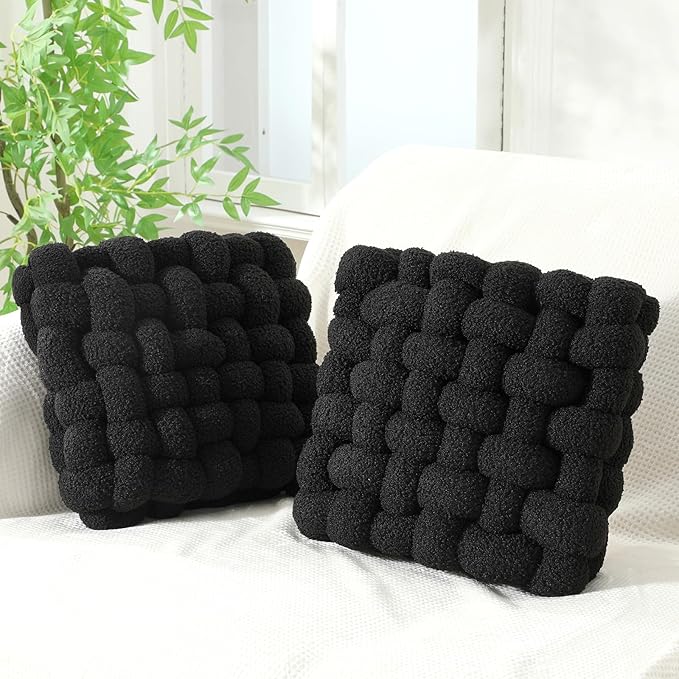 Wenqik 2 Pcs Knot Pillows Square Knotted Plush Throws Soft Accent Pillows by Wenqik