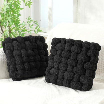Wenqik 2 Pcs Knot Pillows Square Knotted Plush Throws Soft Accent Pillows by Wenqik