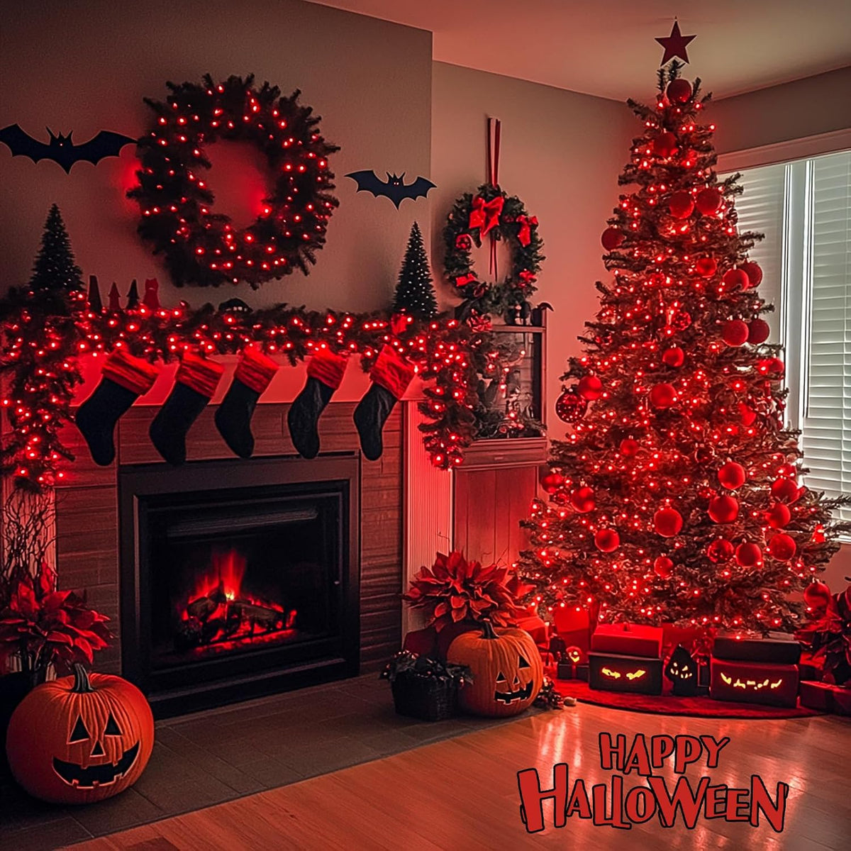 JMEXSUSS 163 FT 500 LED Red Halloween String Lights Indoor Outdoor