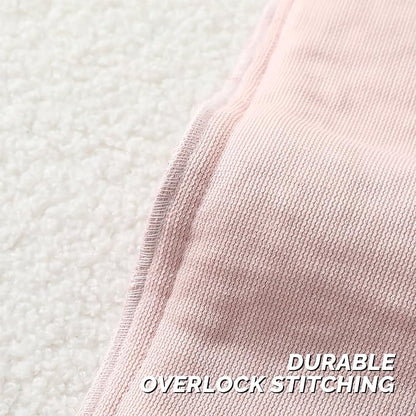 FUTEI Pink Throw Pillow Covers 18x18 Inch Set of 2, Furry Faux Fur Teddy Boucle - Image 4