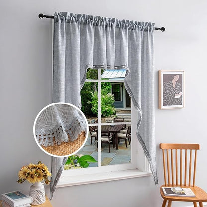 Beda Home Tassel Linen Textured Swag Valances by BedaHomeBedaLife