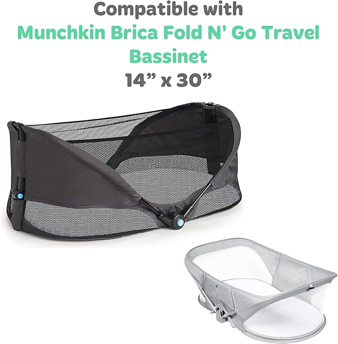 Bassinet Fitted Sheets for Munchkin Brica Fold n Go Travel Bassinet, Luckydove - Image 2
