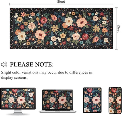 DUKINO 2x5 Runner Rug for Hallway, Washable Kitchen Floral Runner Rug - Image 2