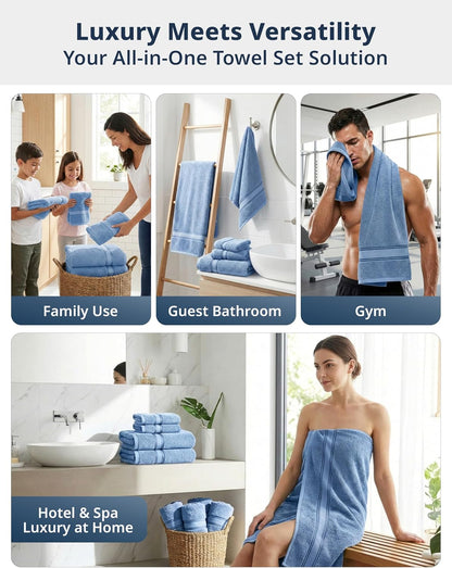 lane linen towel set quick dry 100% cotton showing dimensions