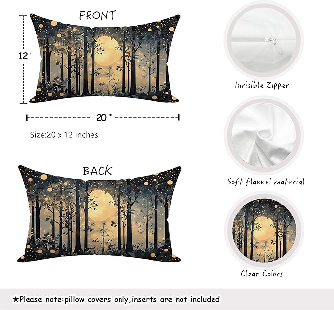 Rustic Night Moon William Morris Inspired Forest Decor Pillow Covers 18x18 - Image 2