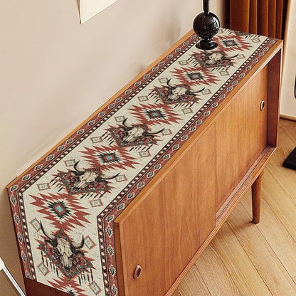 Native Aztec Table Runner, Tribal Style Southwestern Geometric Western Ethnic - Image 3