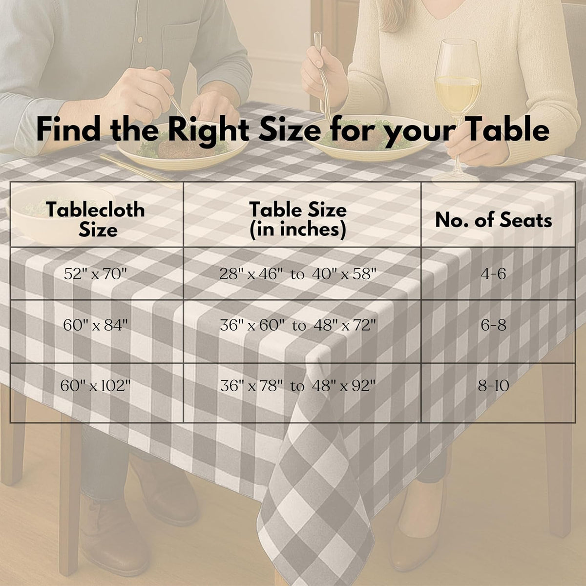 Native Fab Buffalo Check Tablecloth, 100% Cotton, 60x102 Inches, Classic Farmhouse Dining Table Cover, Perfect for Weddings, Halloween, Holiday Gatherings, Indoor Outdoor Décor, Black and White