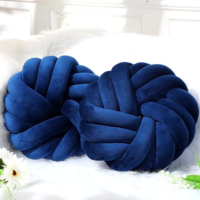 Fumete 2 Pcs 14 Inches Knot Pillow Round Throw Soft Plush Knot Ball Pillow by Fumete