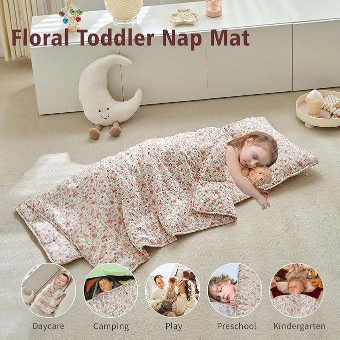 Toddler Nap Mat with Removable Pillow, Ultra Soft Slumber Bags - Image 4