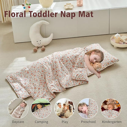 Toddler Nap Mat with Removable Pillow, Ultra Soft Slumber Bags - Image 4