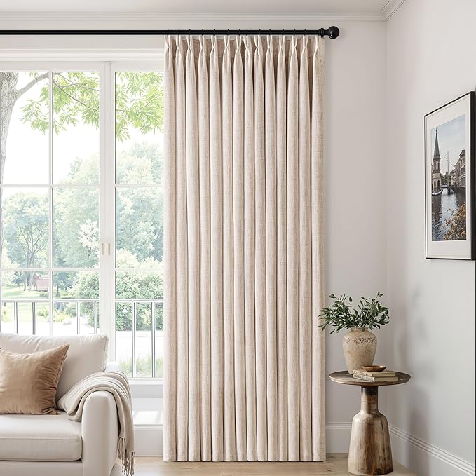 MIULEE Pinch Pleated Thick Linen Curtains 96 Inch Long 4 Panels Set Back Tab - Image 6