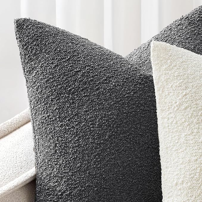 Woaboy Pack of 2 18x18 Inch Decorative Boucle Throw Pillow Covers Textured - Image 6