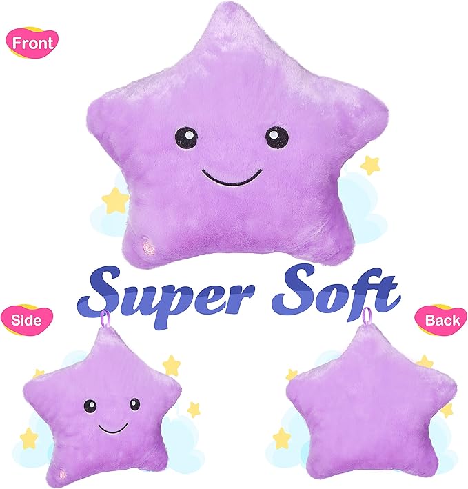 WEWILL 13'' Creative Twinkle Star Glowing LED Night Light Plush Pillows Stuffed - Image 5