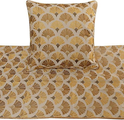 The HomeCentric King Queen Twin Beige & Yellow Gold Handmade Queen 74"x18" Bed - Image 2