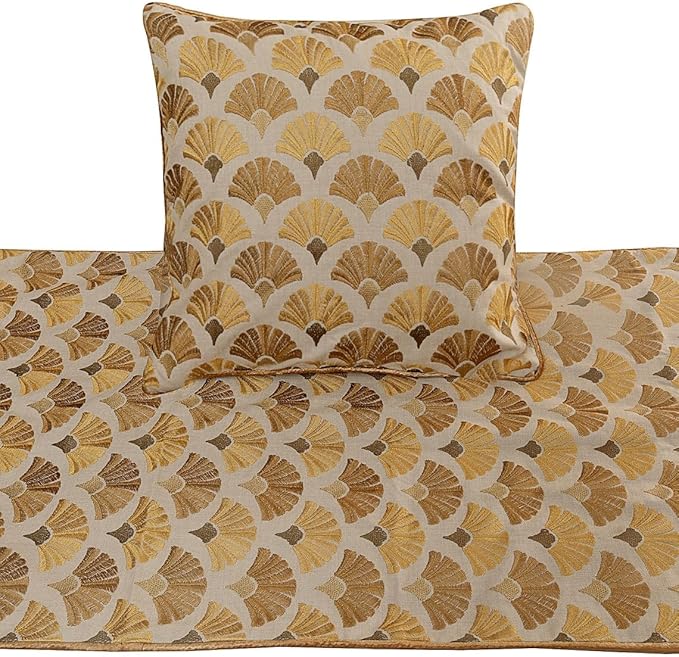 The HomeCentric King Queen Twin Beige & Yellow Gold Handmade Full 68"x18" Bed - Image 2