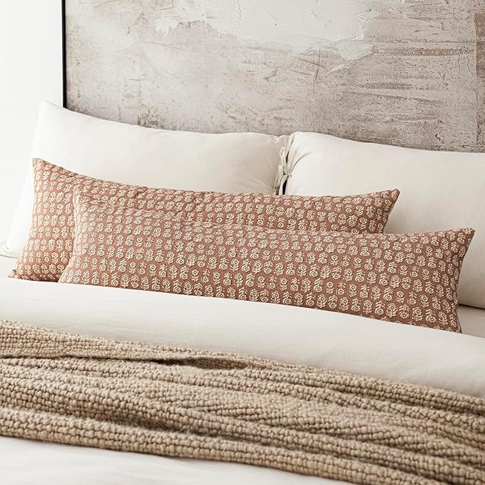 Foindtower Set of 2 Decorative Long Body Lumbar Throw Pillow Covers Neutral - Image 5