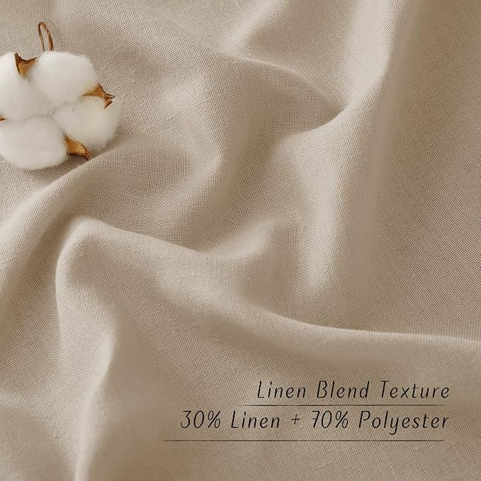 NICETOWN Taupe Linen Kitchen Curtains 36 inch Length, Decorative Thick Flax - Image 6
