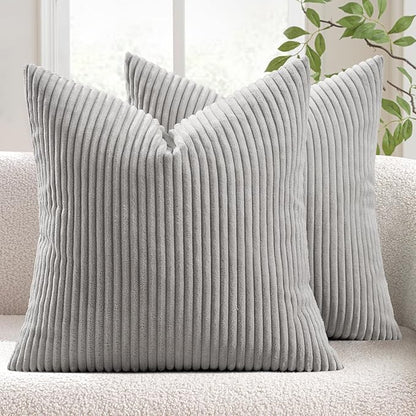 MIULEE Winter Pack of 2 Corduroy Soft Soild Decorative Square Throw Pillow by MIULEE